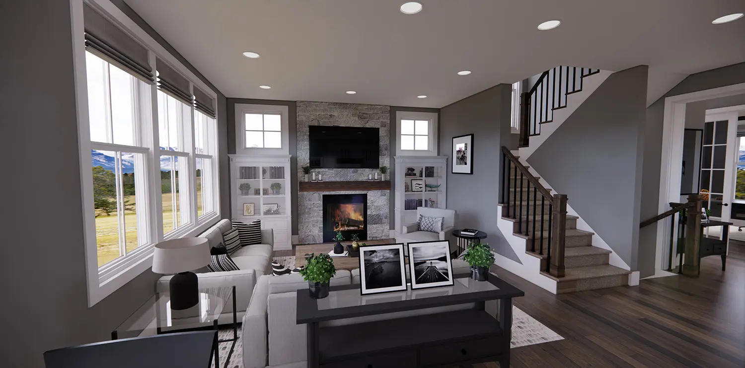 Architectural rendering of the Oak Hill great room